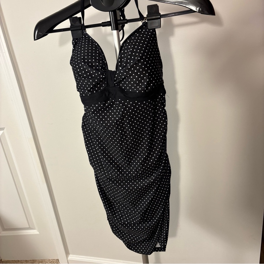 Nicole Miller Black and White Dotted One Piece Swimsuit